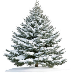 Fototapeta premium Snow-covered fir tree png isolated on transparent background