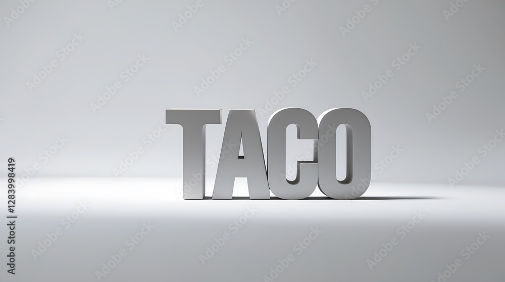 Poster bold typography of the word taco in a minimalist style on a light background