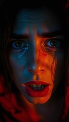 Man in Fear: Close-up Portrait of Shock and Intense Emotion