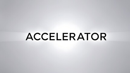 Bold typography of the word accelerator against a light background
