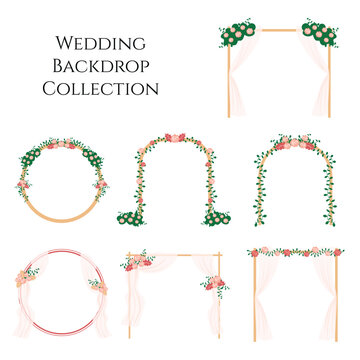 Floral Wedding Arch Backdrop Illustration Collection
