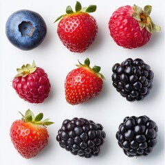 Fresh Mixed Berries on White Background for Healthy Lifestyle