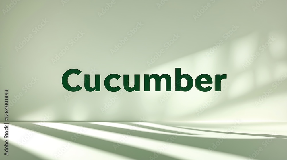 Aufkleber cucumber displayed prominently with shadows on a light background in a minimalist setting