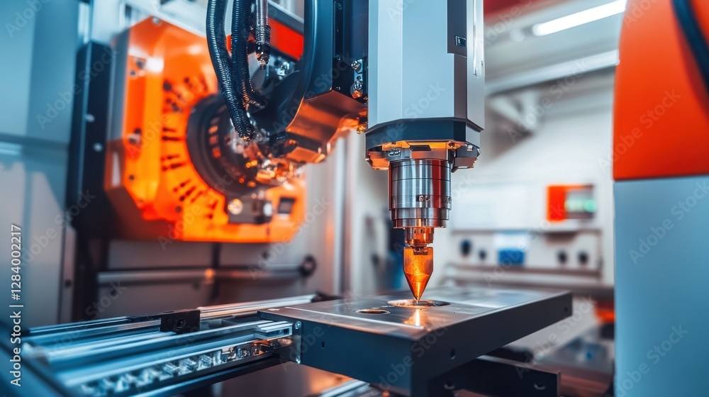 Poster cnc machine with side panel open, revealing intricate internal electronics and mechanical parts