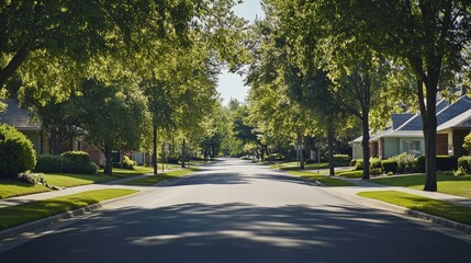 Toll booth in a quiet neighborhood with tree-lined streets and homes. Featuring suburban travel and peaceful surroundings