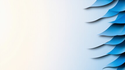 Abstract Blue Paper Waves on Soft Background with Subtle Color Gradient