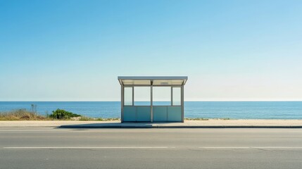 Toll booth in a small coastal town near sandy beaches. Featuring coastal travel and seaside views