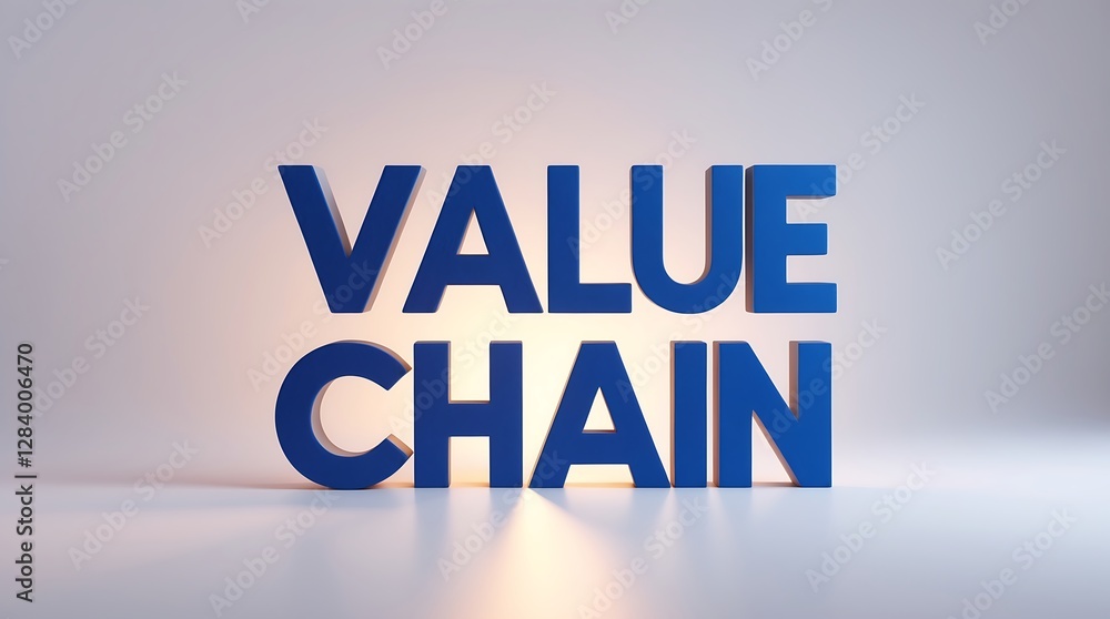 Aufkleber bold typography of value chain prominently displayed with soft backlighting
