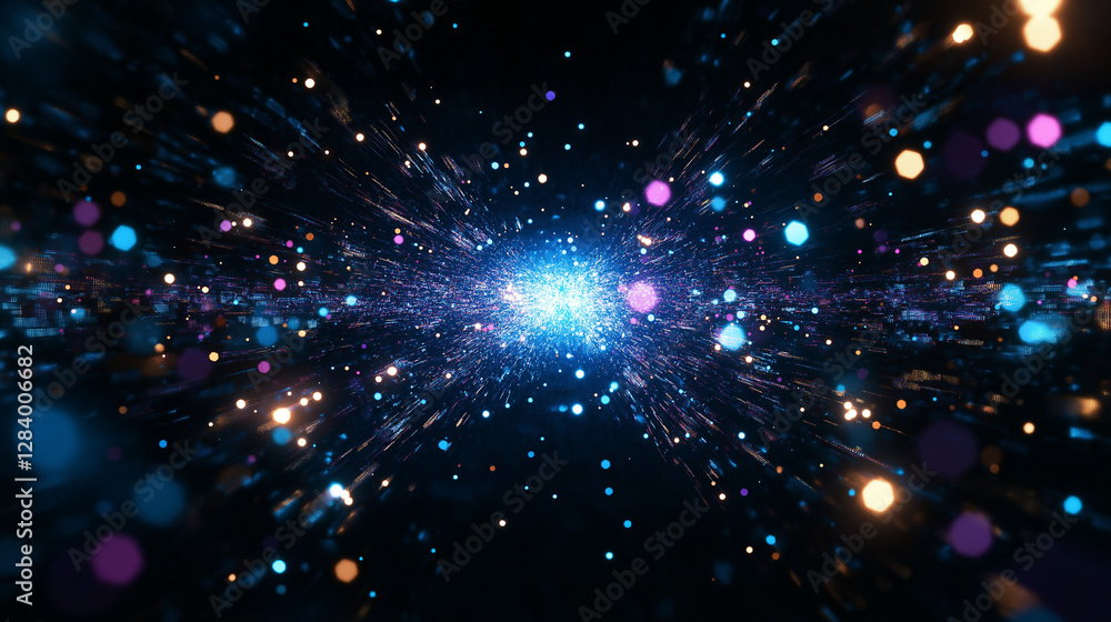 Aufkleber cosmic tunnel of light: a stunning digital artwork captures a mesmerizing journey through a tunnel o