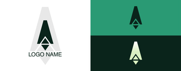  A unique logo design featuring a modern geometric shape in vibrant green hues. The logo showcases a minimalist approach with an abstract symbol positioned centrally against contrasting backgrounds.