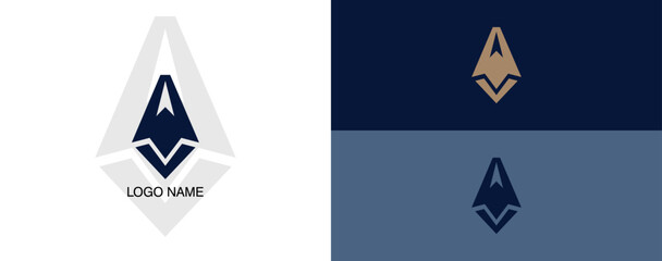 A creative logo showcases geometric shapes with a modern appeal. The design features a combination of neutral and dark tones, emphasizing clarity and style.