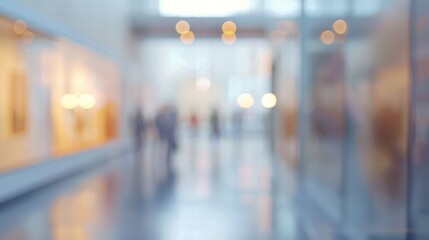 Blurred museum interior with artistic lighting and a spacious ambiance