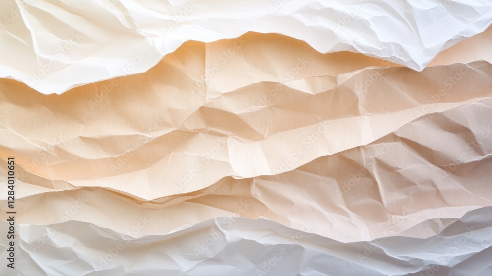 Poster textured surface features an array of crumpled old paper layers in neutral tones providing a unique 