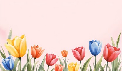 Dreamy tulip floral illustration with a soft pink background and artistic brushstrokes.