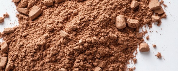 Powdered cocoa fills the surface with a rich brown texture offering a versatile backdrop ideal for culinary creations advertising and design projects that require an inviting warm appearance