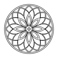 Fototapeta premium Isolated black mandala in vector. flower line unpainted pattern. Vintage element for coloring pages and design.