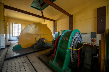 Abandoned Historic Industrial Mine in Silesia with a Unique Colorful Hoisting Machine