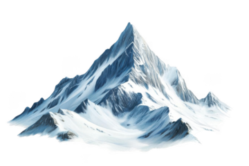 Snow-Capped Mountain Peak Reaches for the Sky with Majestic Winter Landscape.