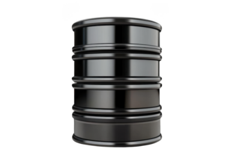 Black Barrel Stands Tall Against Dark Background, Industrial Storage Concept