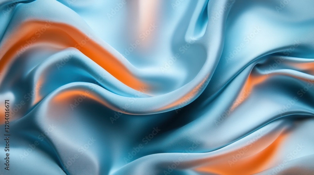 Poster this silk texture background displays soft flowing waves in shades of blue and orange creating a smo