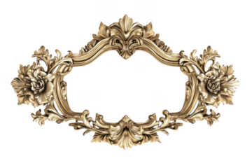 Golden Ornate Frame Displays Elegant Floral Design with Rococo Style and Vintage Decor