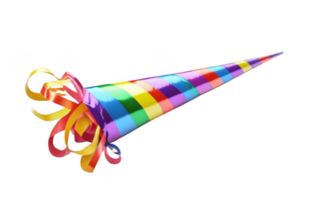 Colorful Party Horn Blower with Ribbons and Festive Celebration Theme