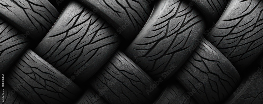 Poster an intricate arrangement of tire tracks forms a striking texture background showcasing a unique patt