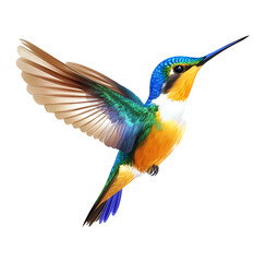 Obraz premium A colorful hummingbird on a transparent background png isolated flying through the air