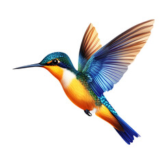 Fototapeta premium A colorful hummingbird on a transparent background png isolated flying through the air
