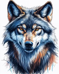 wolf child like drawing on a white background crayon art whimsical youthful hand drawn cartoon