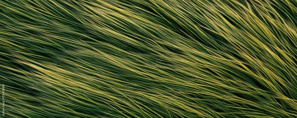 Poster top view of lush green grass displaying a vivid texture and flowing forms. this background offers a 