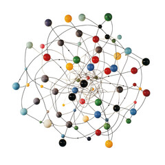 Colorful Abstract Mobile with Interconnected Spheres png isolated on transparent background