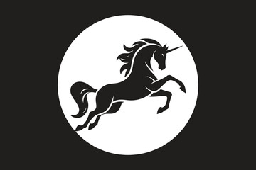 silhouette of unicorn in mid-leap