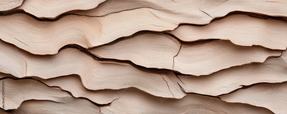 Poster textured tree bark showcases natural layering and intricate patterns. the smooth lines and soft tone
