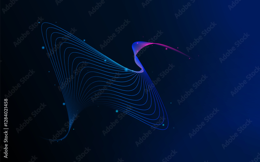 Aufkleber abstract wave lines blue background gradient smooth motion flow