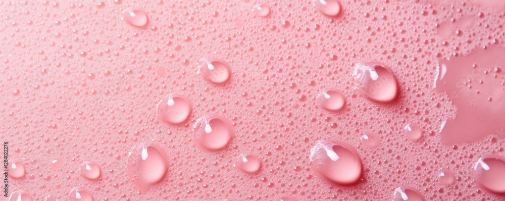 Poster droplets of water rest on a smooth surface creating a soft and textured background in varying shades