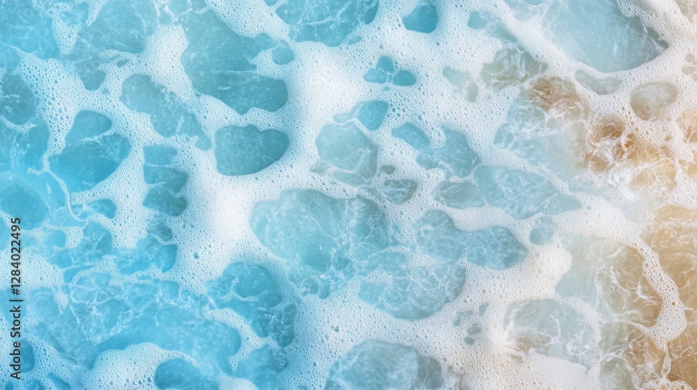 Aufkleber calm and refreshing water texture featuring shades of blue and patches of foam. this background prov