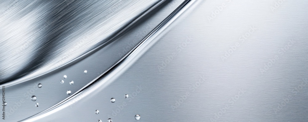 Poster this smooth silver metal texture showcases a polished surface with gentle reflections and water drop