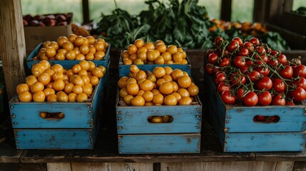 Organic Produce Market Display Bursting with Freshness