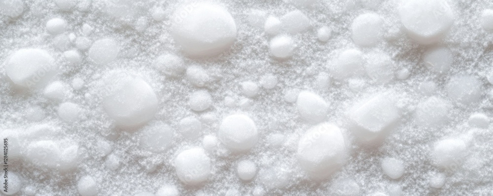 Poster soft white snow creates a natural texture backdrop with round patterns. this serene setting provides
