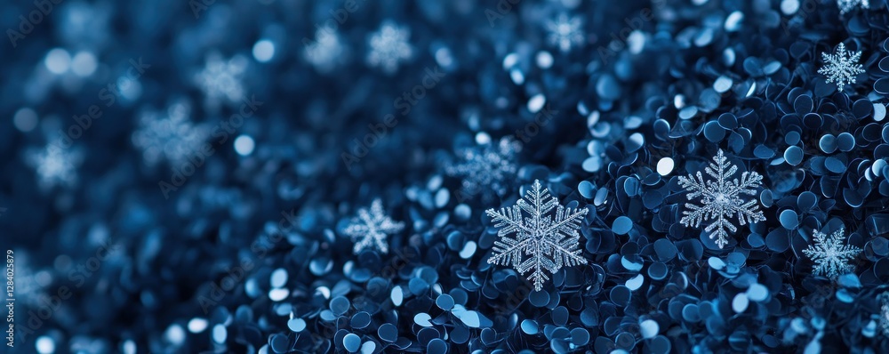 Aufkleber a delicate snowflake texture showcases intricate patterns on a vibrant blue backdrop creating an art