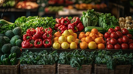 Captivating Organic Produce Display Against a Rural Backdrop