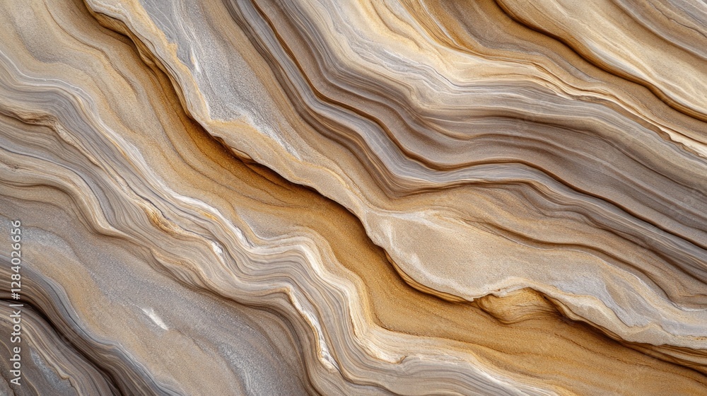 Poster a detailed view of soil texture displaying flowing layers of earthy hues. the rich tones create a na