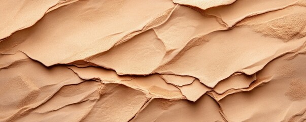 This dynamic soil texture showcases layered sandy hues with subtle wrinkles and contours. It offers ample copy space for design purposes emphasizing natural elements and earth tones