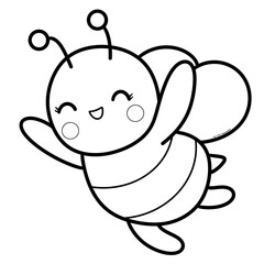 Hand-Drawn Happy Flying Bee Clipart