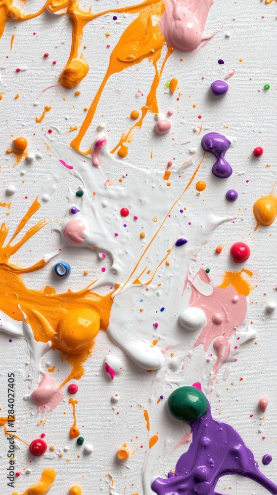 Poster a dynamic display of vibrant paint splashes creates an engaging background. bright colors blend and 