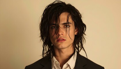 Confident Young Man in Black Suit Jacket and White Dress Shirt