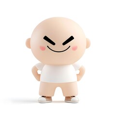 Fototapeta premium Cute Smirking Character Portrait on Clean White Background