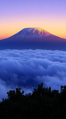 Majestic Kilimanjaro Peak Above Clouds at Sunrise
