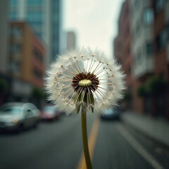 Solitary Dandelion Seed Head Urban Contrast